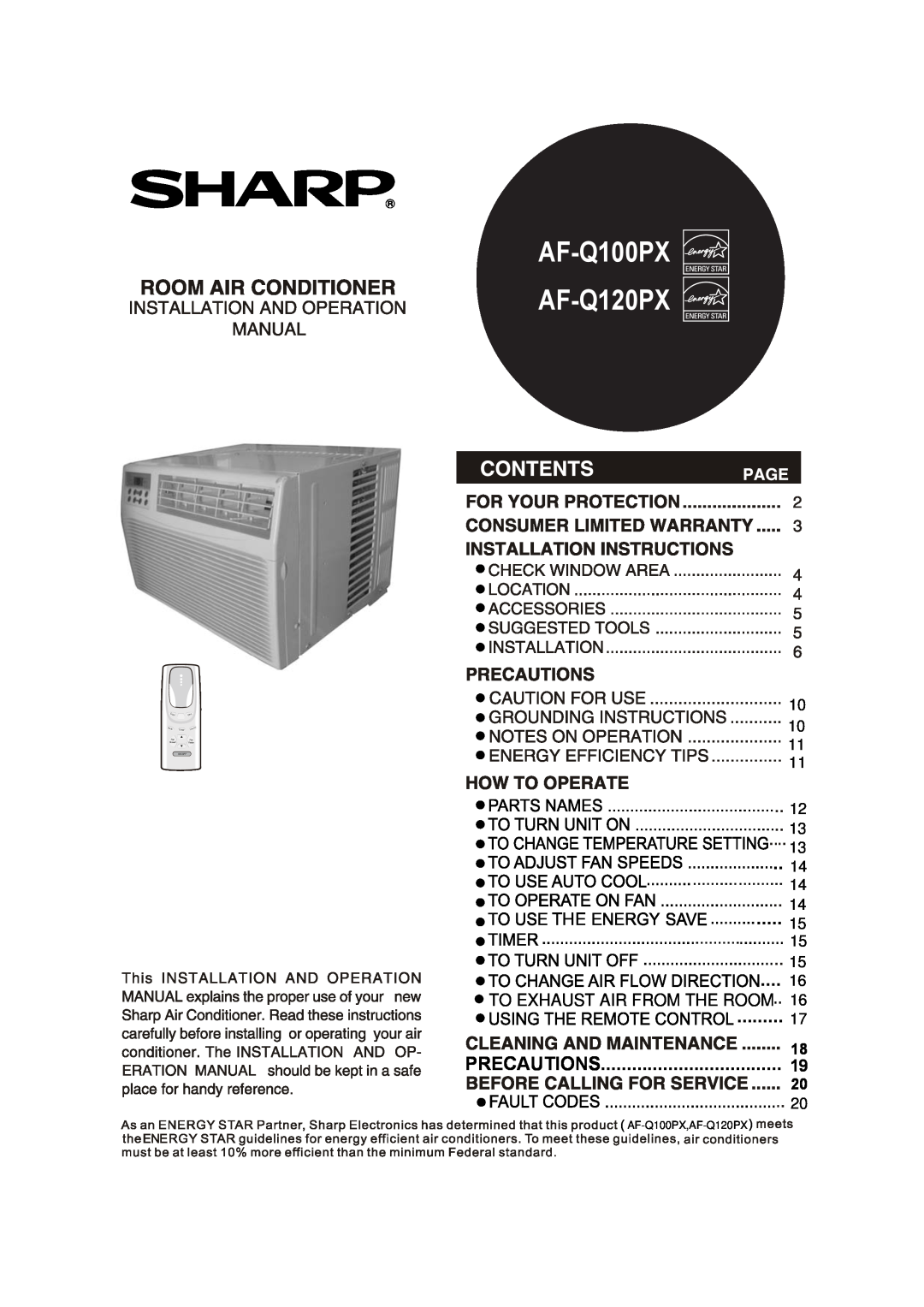 Sharp manual 1314, Precautions, AF-Q100PX AF-Q120PX 