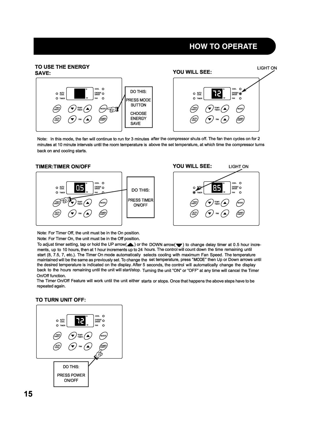 Sharp AF-Q120RX, AF-Q100RX manual Auto Cool Timer 