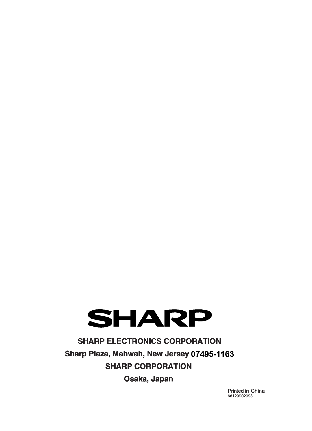 Sharp AF-Q120RX, AF-Q100RX manual 07495-1163, 66129902993 