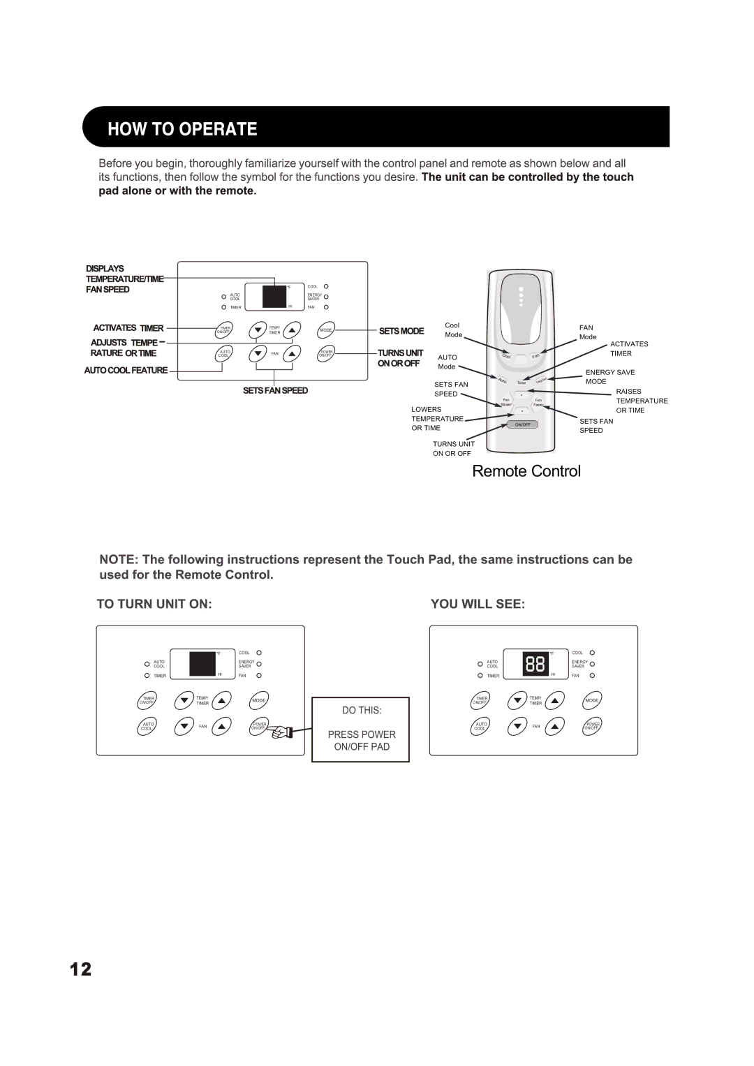 Sharp AF-Q60PX, AF-Q80PX manual Remote Control 