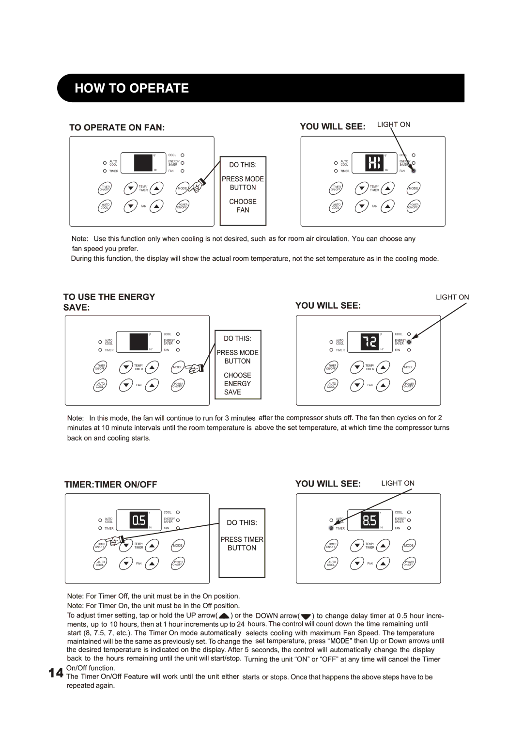 Sharp AF-Q60PX, AF-Q80PX manual Auto Cool Timer 