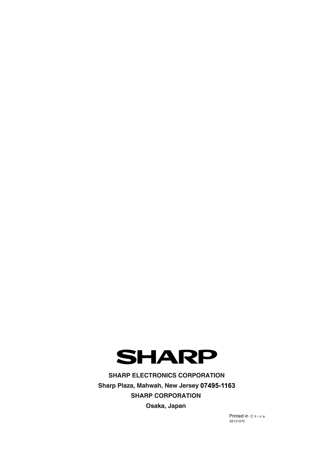 Sharp AF-Q60PX, AF-Q80PX manual China 66121676 