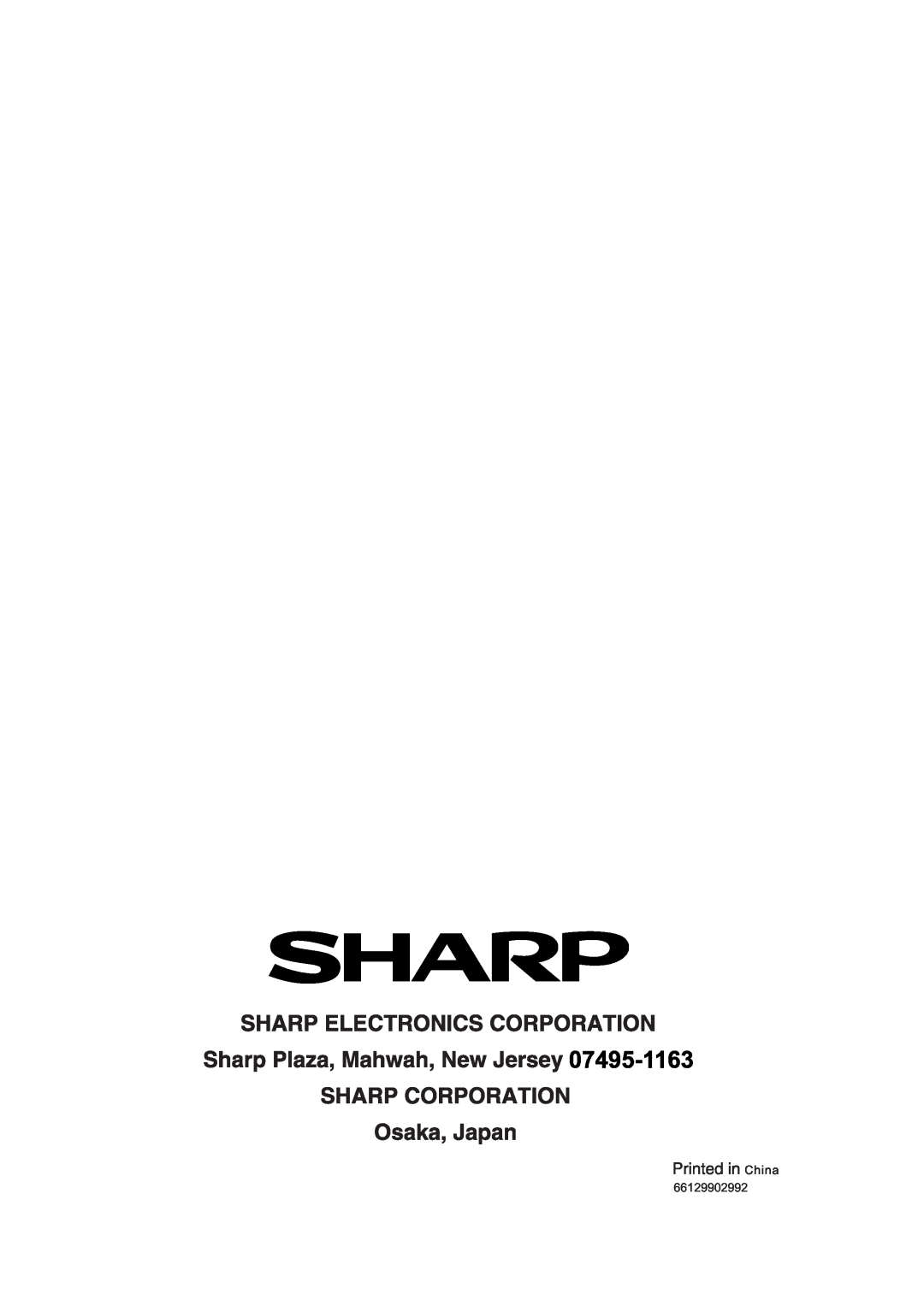 Sharp 66129902992, AF-Q80RX, AF-Q60RX manual China 