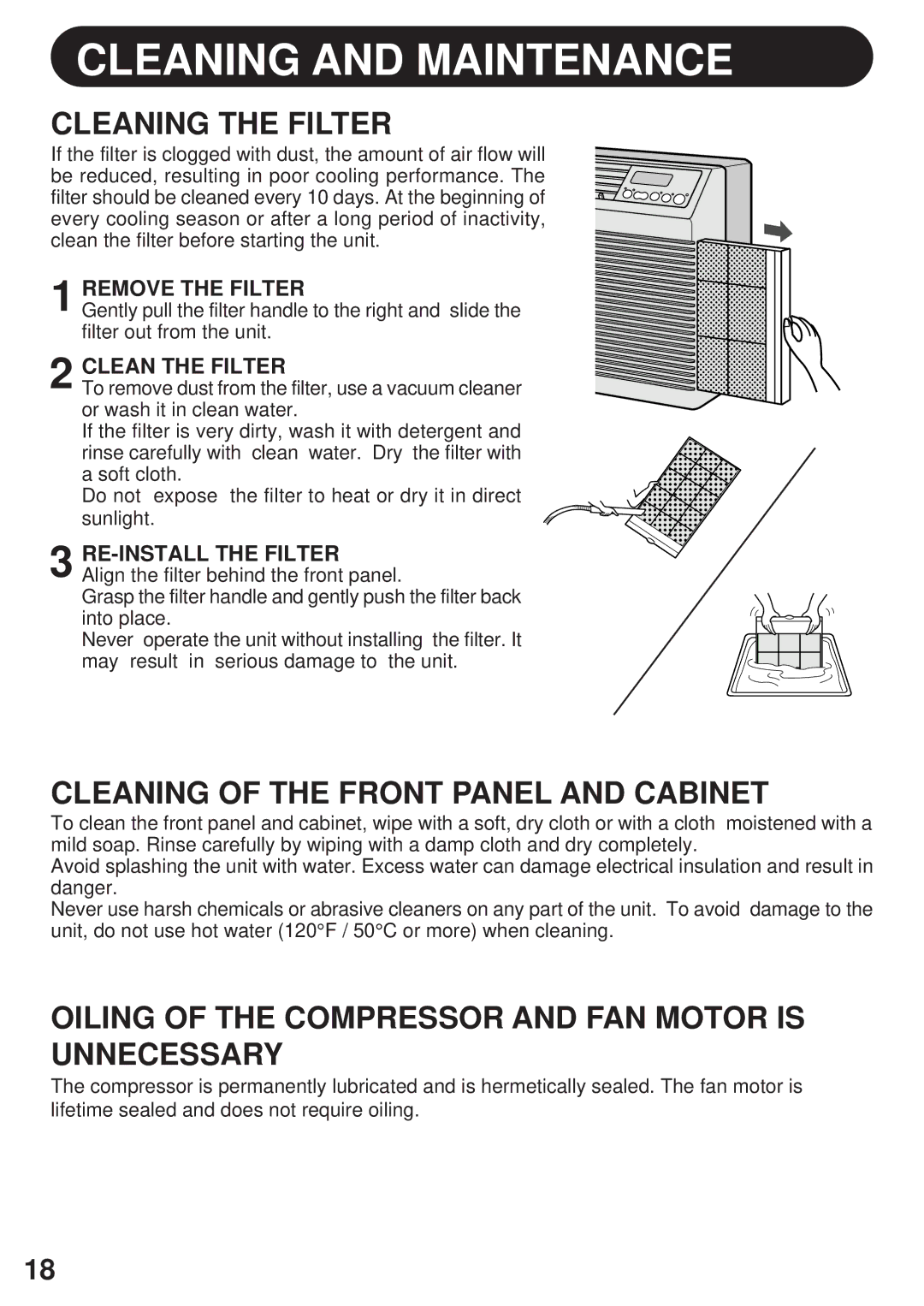 Sharp AF-R80CX, AF-R85CX, AF-S80CX operation manual Cleaning and Maintenance, Remove the Filter, Clean the Filter 