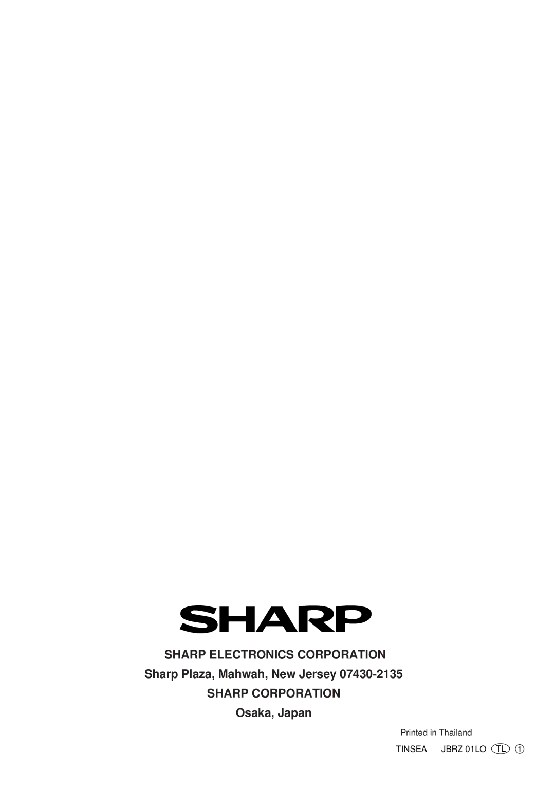 Sharp AF-S80CX, AF-R80CX, AF-R85CX operation manual Sharp Electronics Corporation 