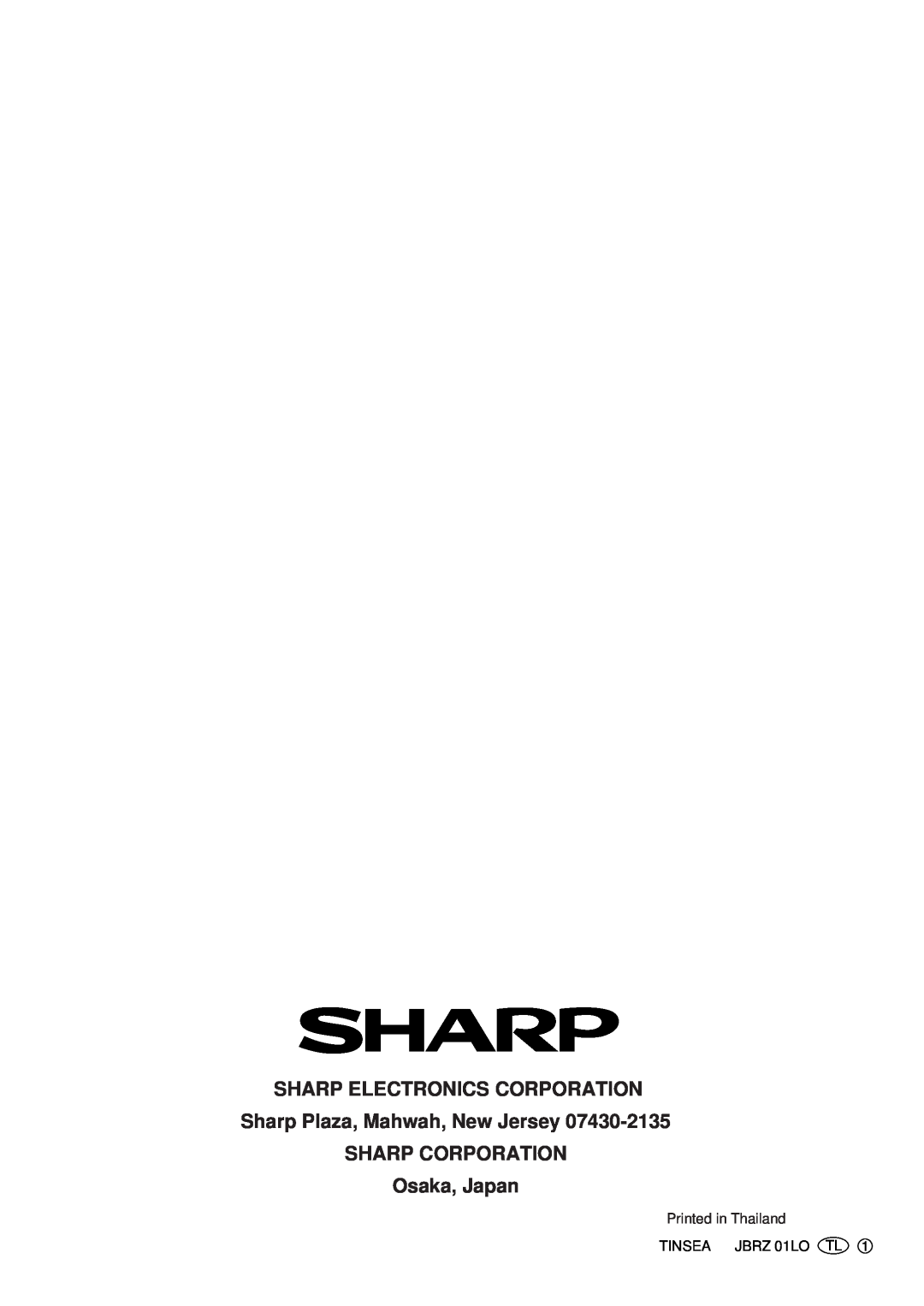 Sharp AF-S80CX, AF-R80CX Sharp Electronics Corporation, Sharp Plaza, Mahwah, New Jersey SHARP CORPORATION, Osaka, Japan 