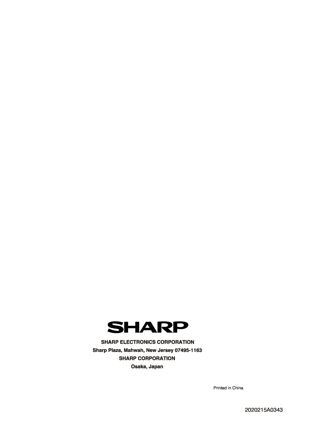 Sharp AF-S125RX, AF-S120RX, AF-S100RX manual 2020215A0343 