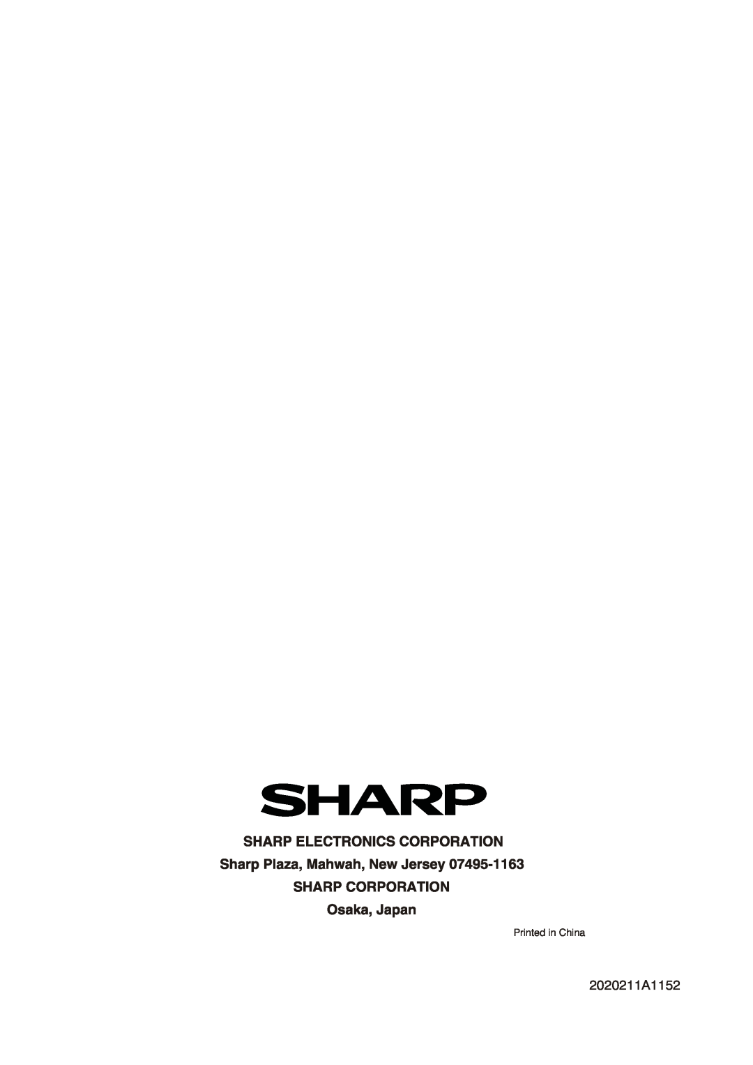 Sharp AF-S80RX, AF-S85RX, AF-S60RX manual 2020211A1152 