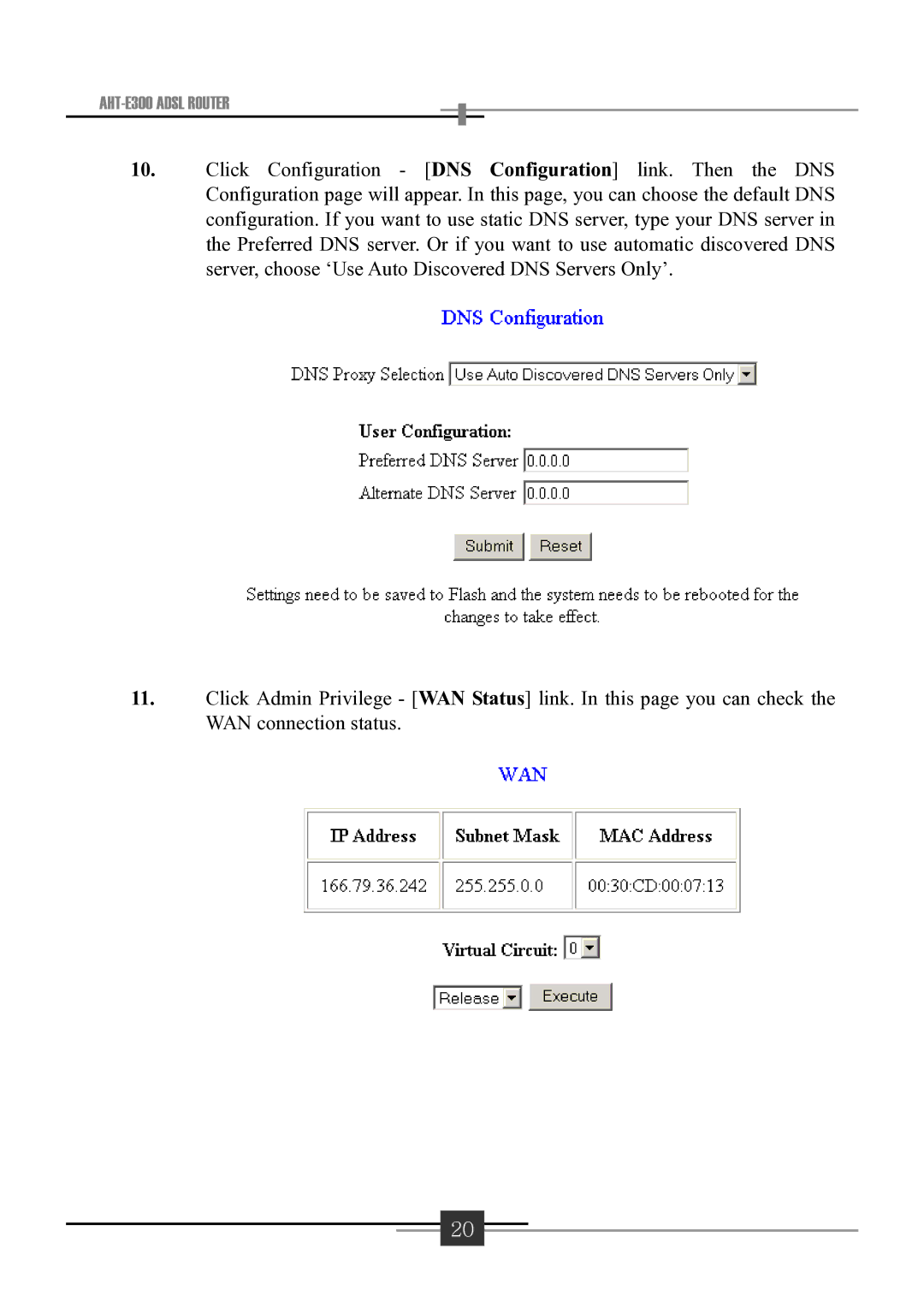 Sharp user manual AHT-E300 Adsl Router 