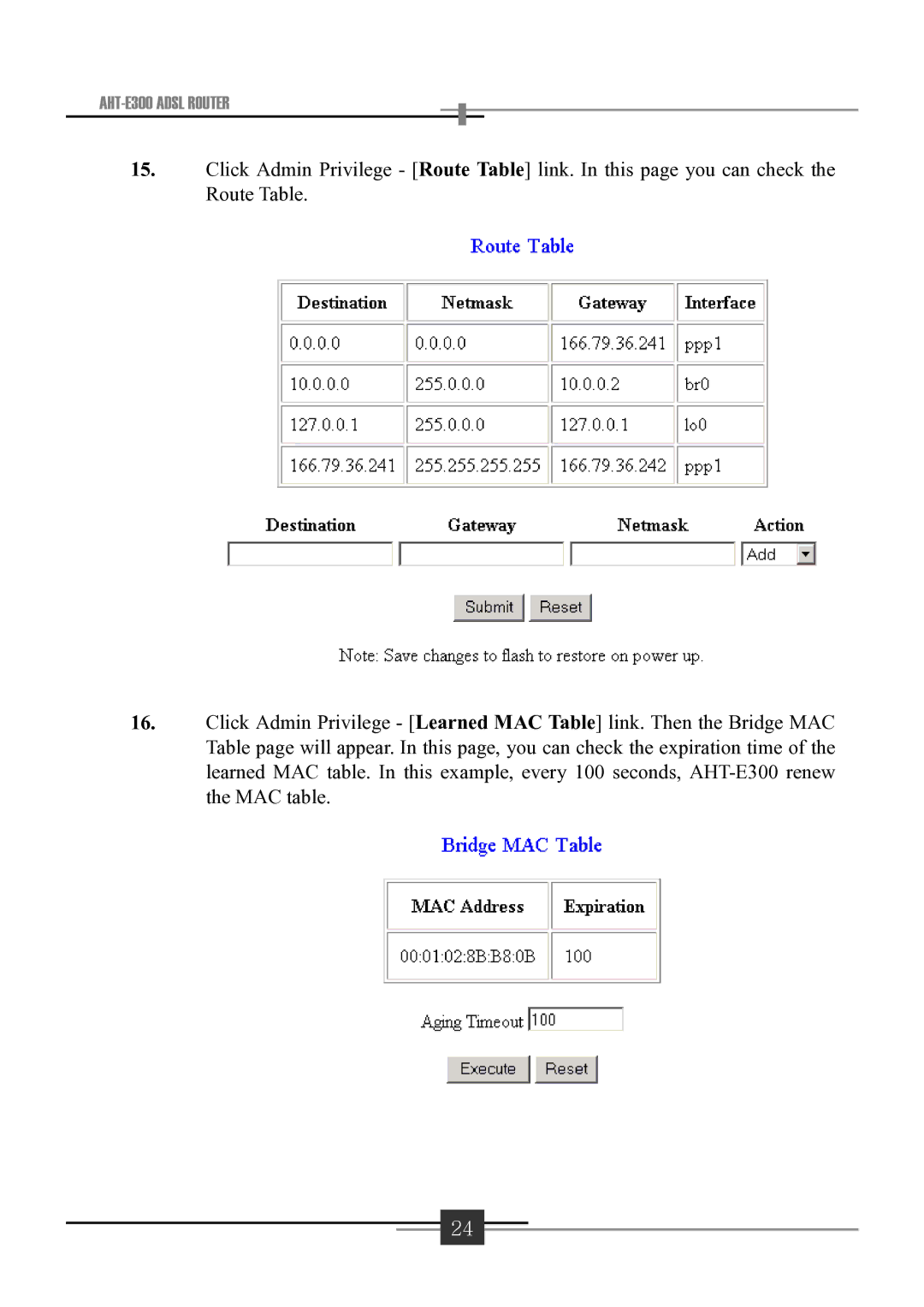 Sharp user manual AHT-E300 Adsl Router 