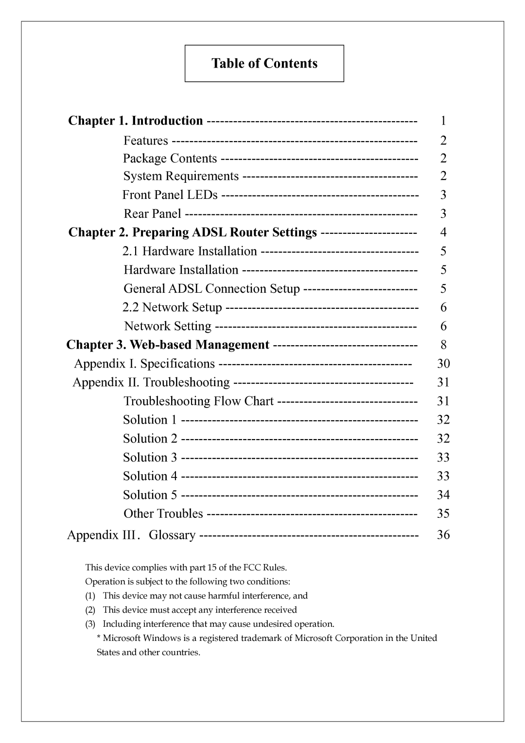 Sharp AHT-E300 user manual Table of Contents 