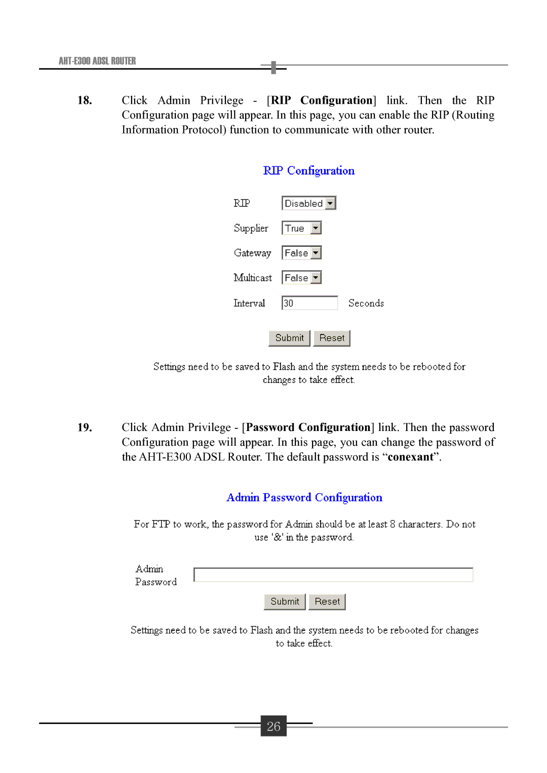 Sharp user manual AHT-E300 Adsl Router 