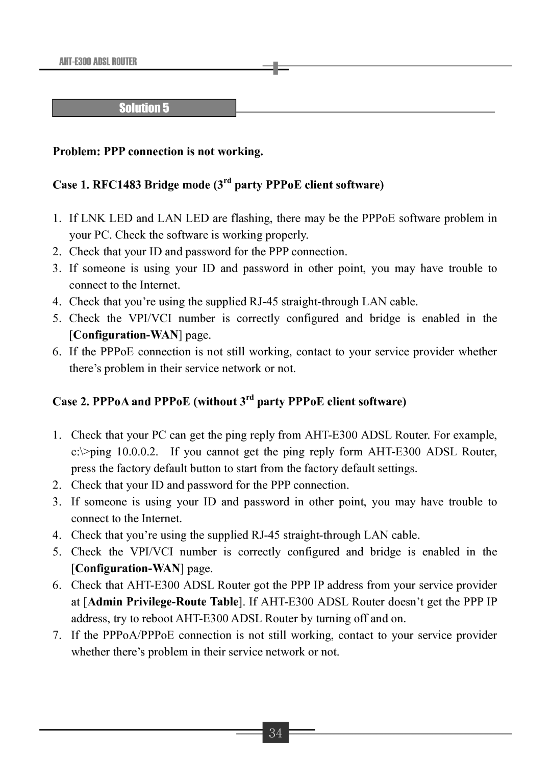 Sharp AHT-E300 user manual Solution 