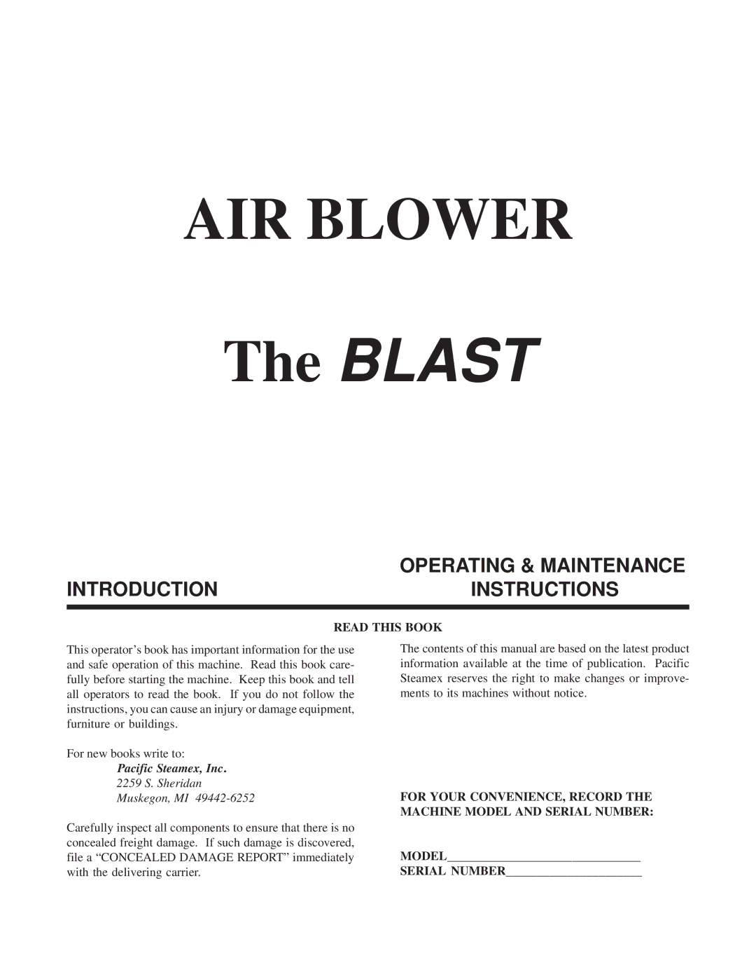 Sharp AIR BLOWER manual Blast, Read this Book 