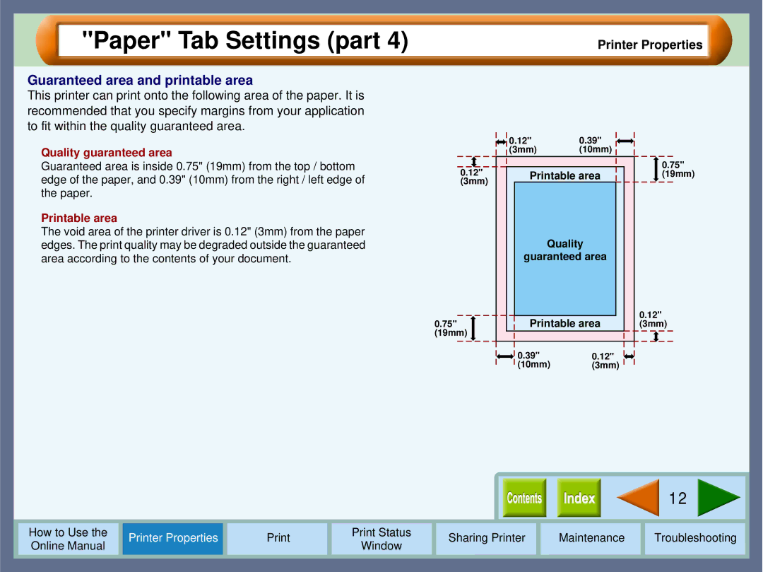 Sharp AJ-1800, AJ-2000 manual Guaranteed area and printable area, Quality guaranteed area, Printable area 