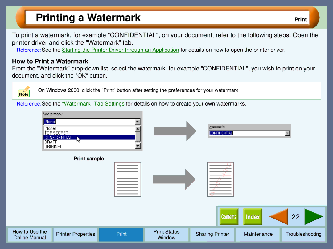 Sharp AJ-1800, AJ-2000 manual Printing a Watermark, How to Print a Watermark 