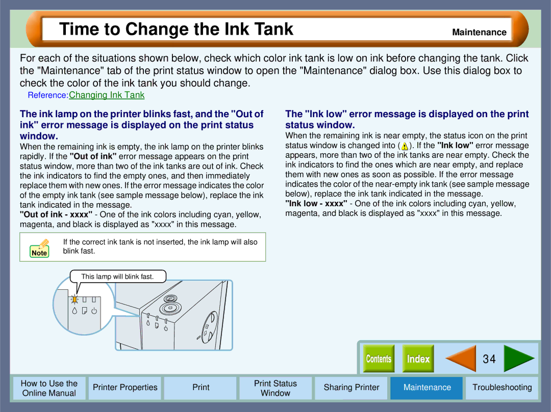 Sharp AJ-1800, AJ-2000 manual Time to Change the Ink Tank, Maintenance 