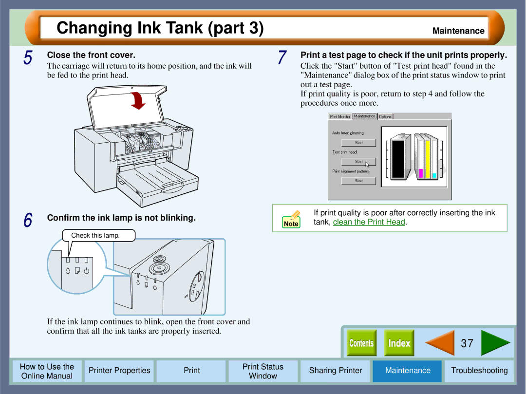 Sharp AJ-2000, AJ-1800 manual Confirm the ink lamp is not blinking 