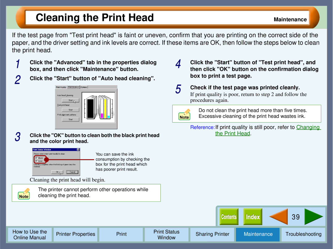 Sharp AJ-2000, AJ-1800 manual Cleaning the Print Head 