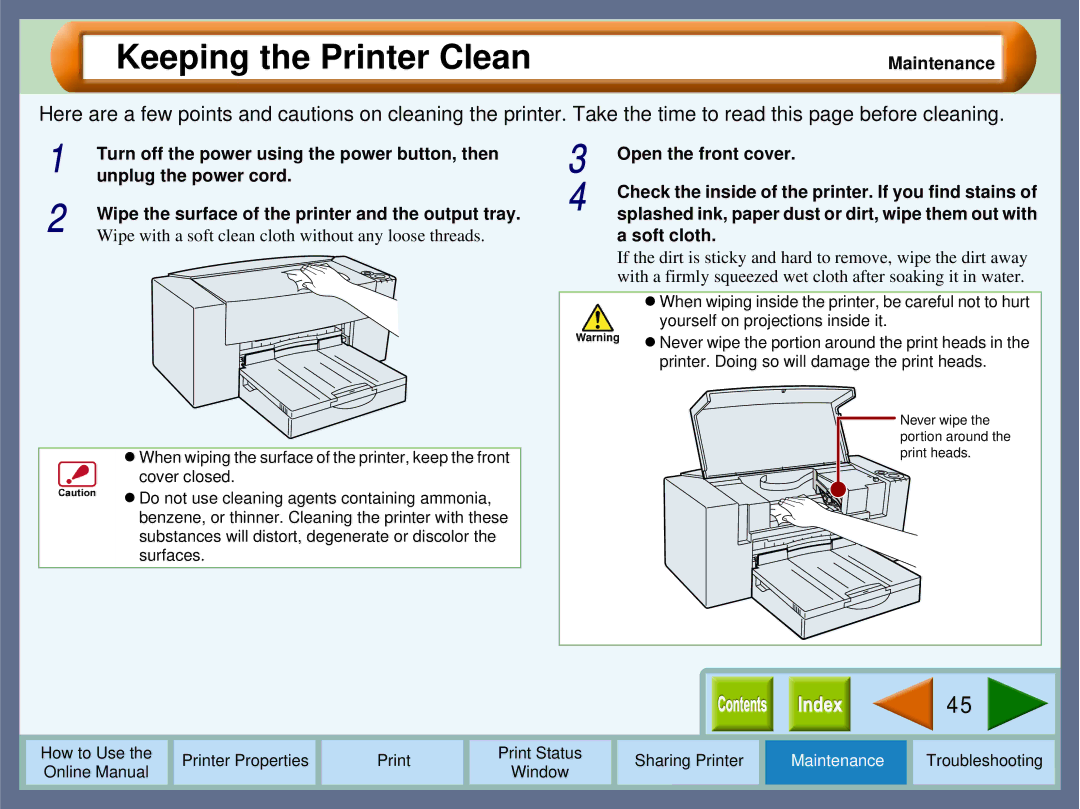 Sharp AJ-2000, AJ-1800 manual Keeping the Printer Clean 