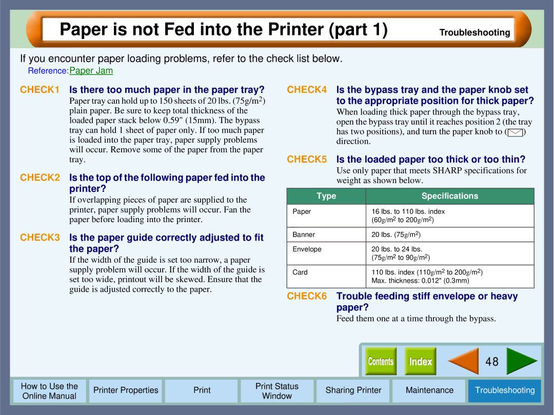 Sharp AJ-1800, AJ-2000 Paper is not Fed into the Printer part, CHECK1 Is there too much paper in the paper tray?, Paper? 