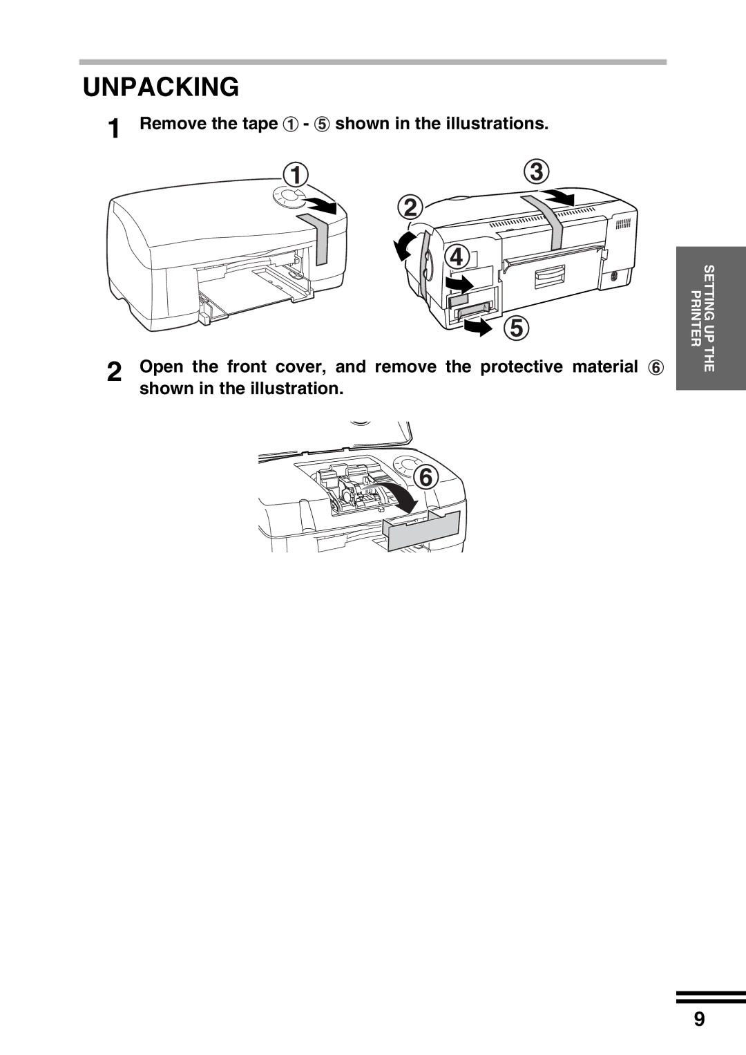 Sharp AJ-2200 appendix Unpacking 