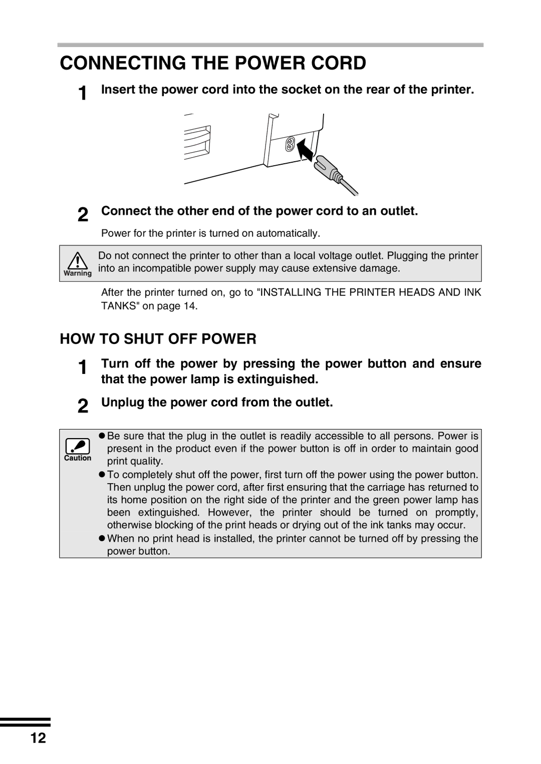 Sharp AJ-2200 appendix Connecting the Power Cord, HOW to Shut OFF Power 