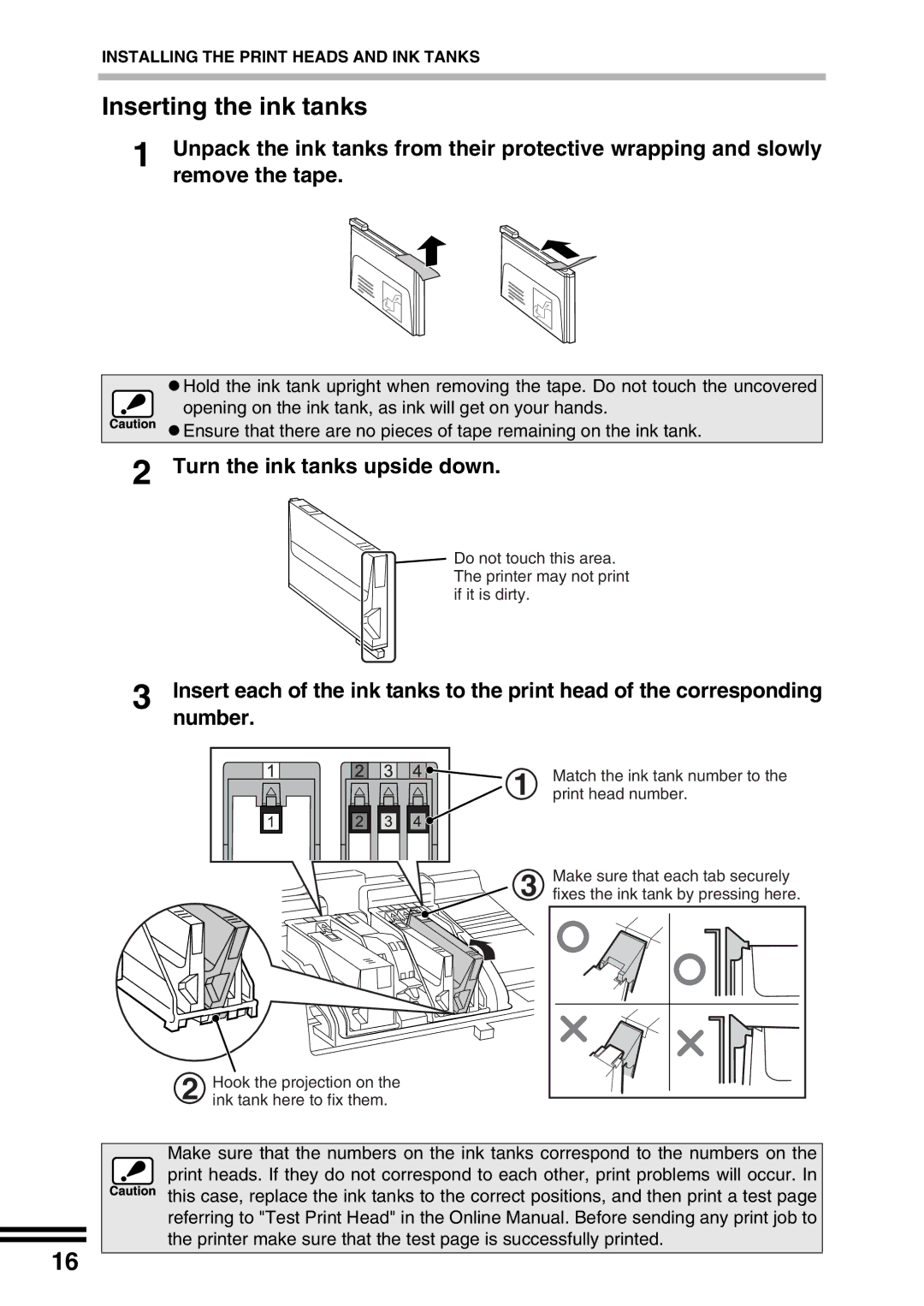 Sharp AJ-2200 appendix Inserting the ink tanks, Turn the ink tanks upside down 