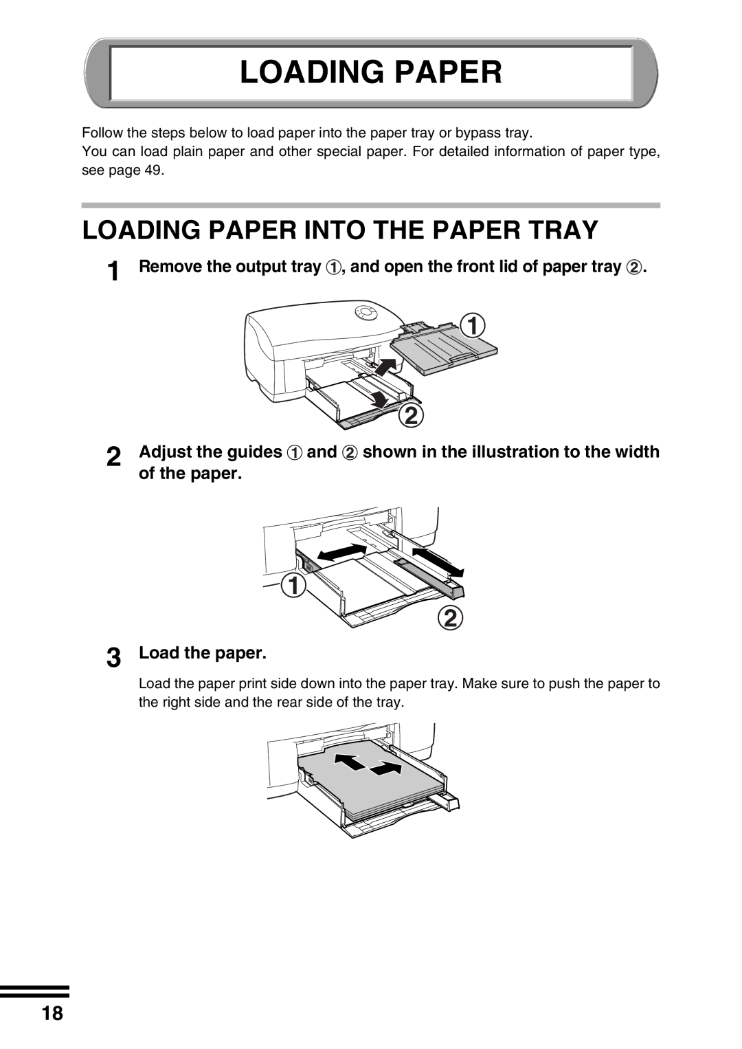 Sharp AJ-2200 appendix Loading Paper Into the Paper Tray 