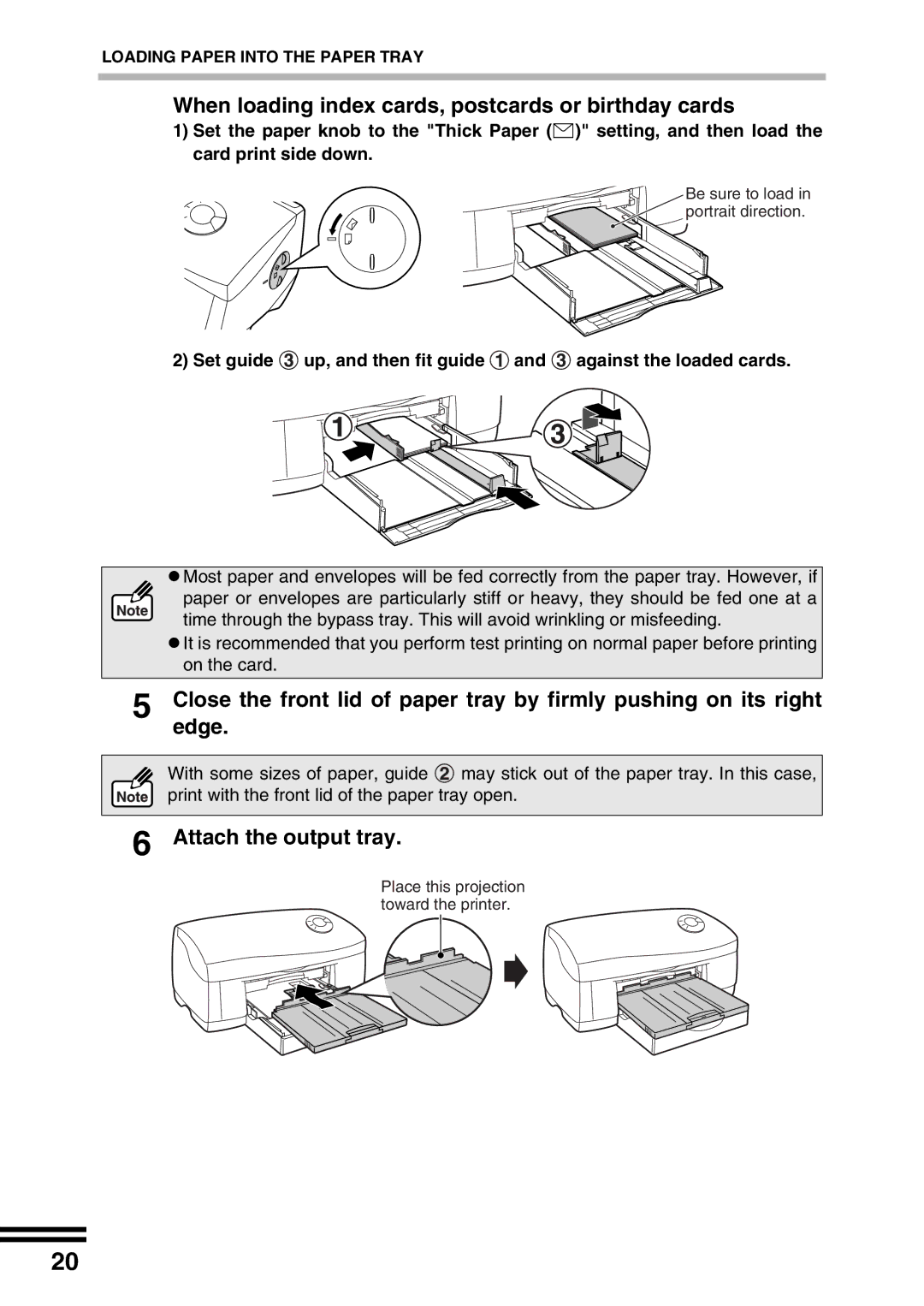 Sharp AJ-2200 appendix When loading index cards, postcards or birthday cards, Attach the output tray 