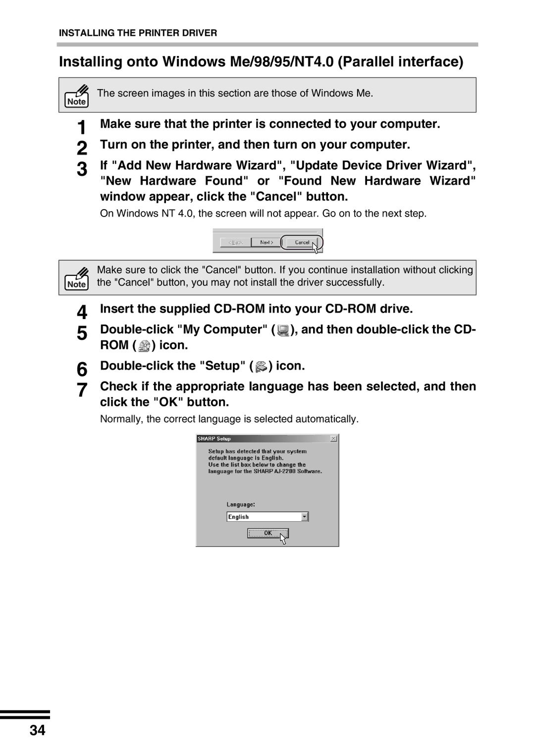 Sharp AJ-2200 appendix Insert the supplied CD-ROM into your CD-ROM drive 