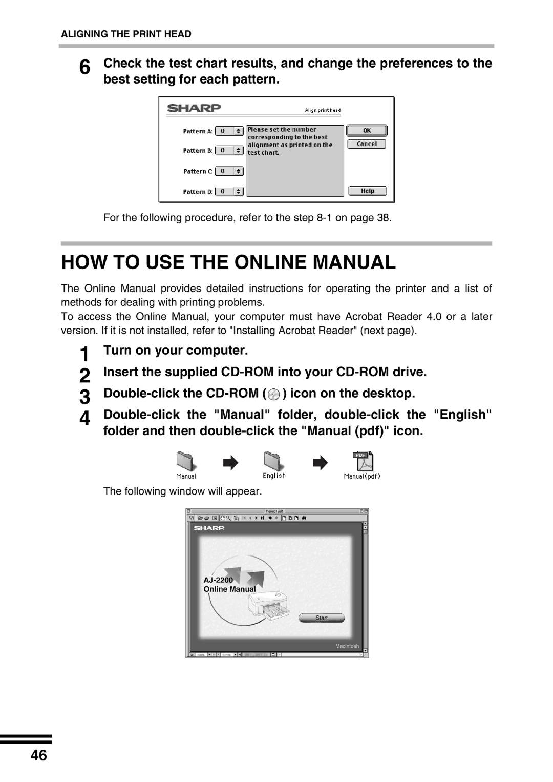 Sharp AJ-2200 appendix HOW to USE the Online Manual, Double-click the CD-ROM icon on the desktop 