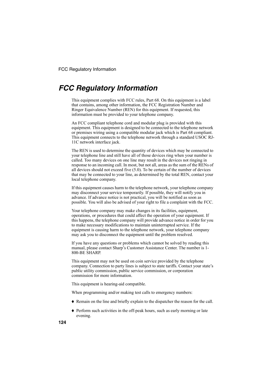 Sharp AJ-5030 operation manual FCC Regulatory Information 