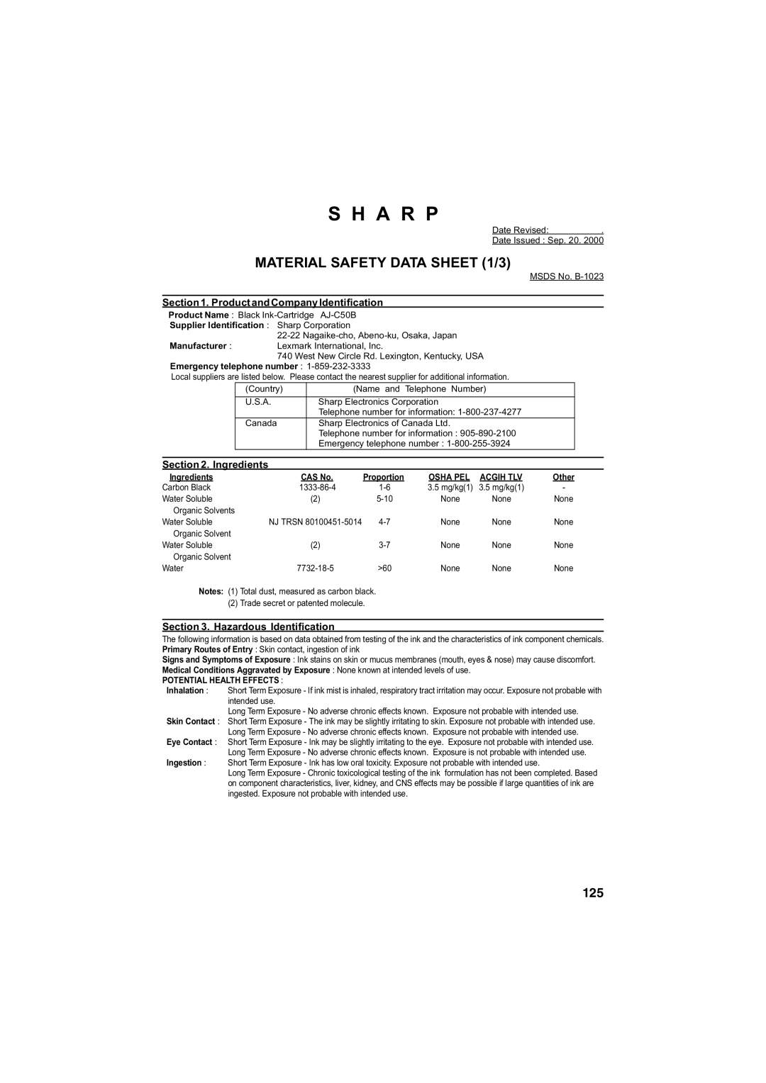 Sharp AJ-5030 operation manual A R P 