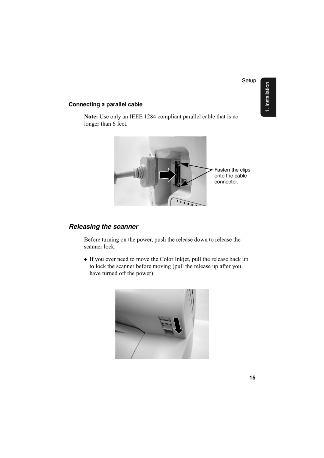 Sharp AJ-5030 operation manual Releasing the scanner 