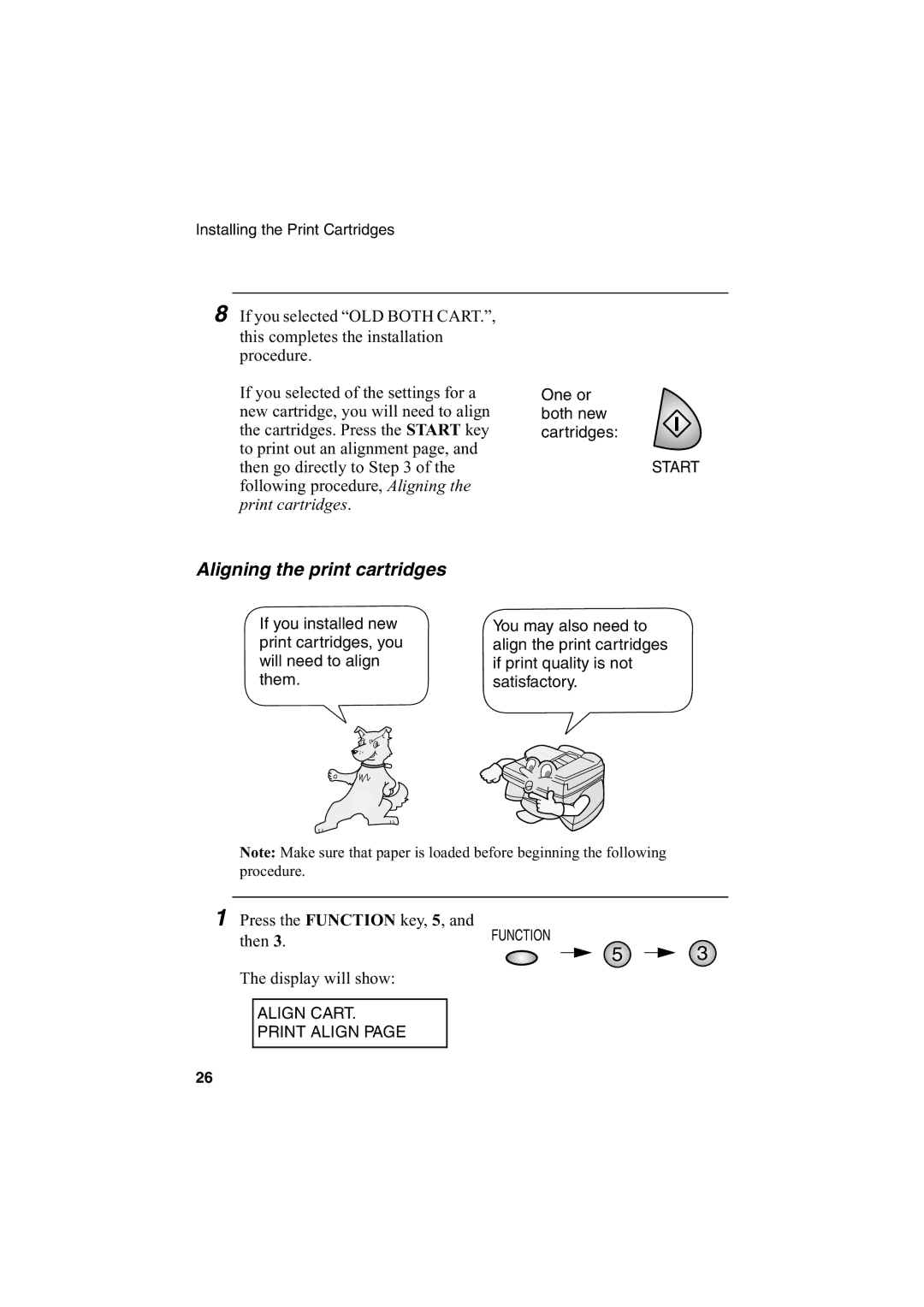 Sharp AJ-5030 operation manual Aligning the print cartridges 