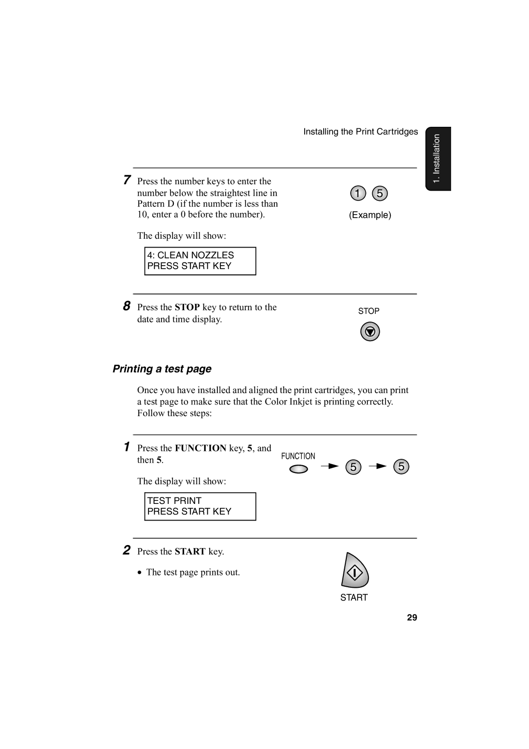 Sharp AJ-5030 operation manual Printing a test 