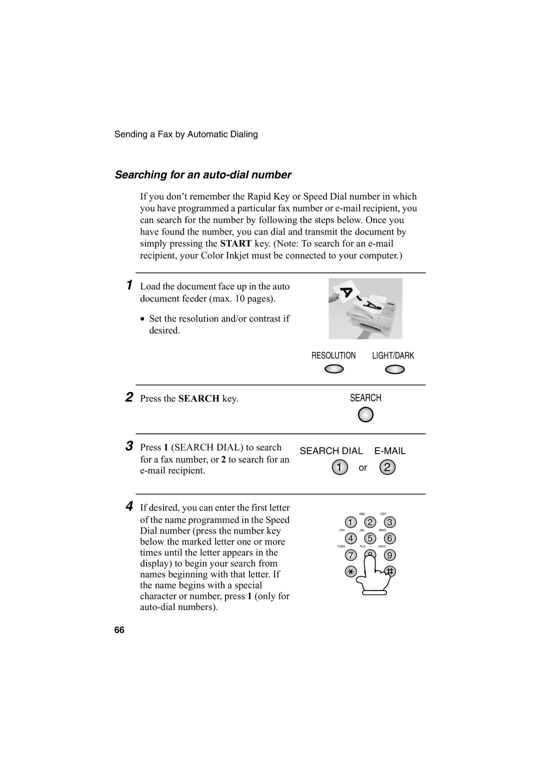 Sharp AJ-5030 operation manual Searching for an auto-dial number 