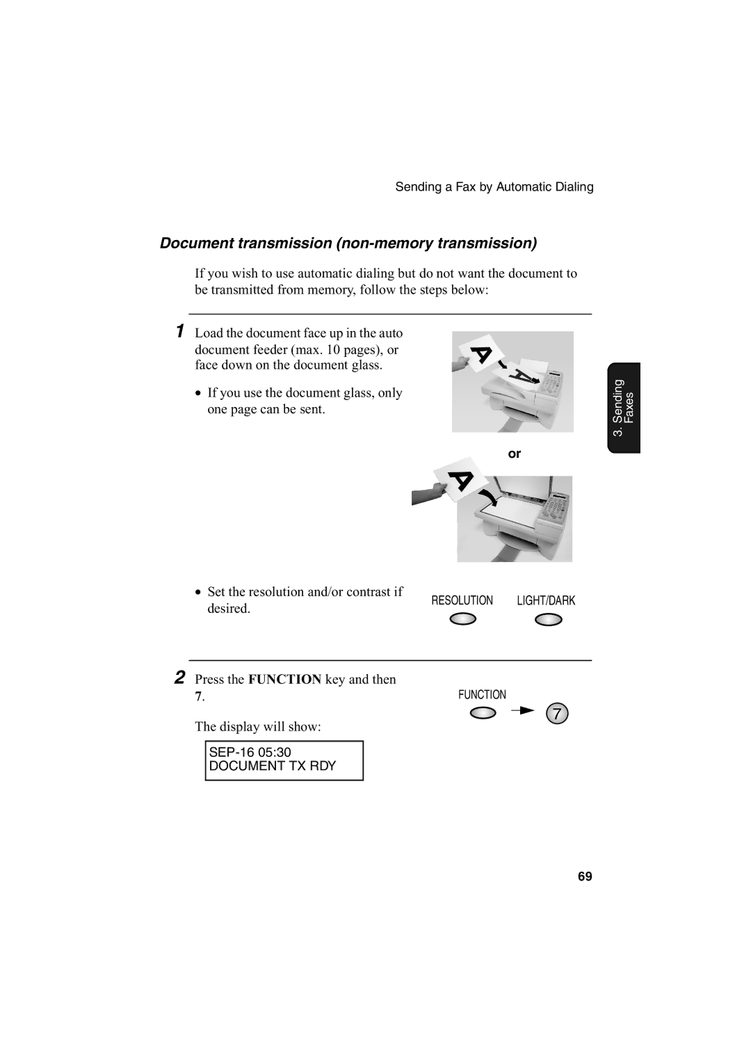 Sharp AJ-5030 operation manual Document transmission non-memory transmission 