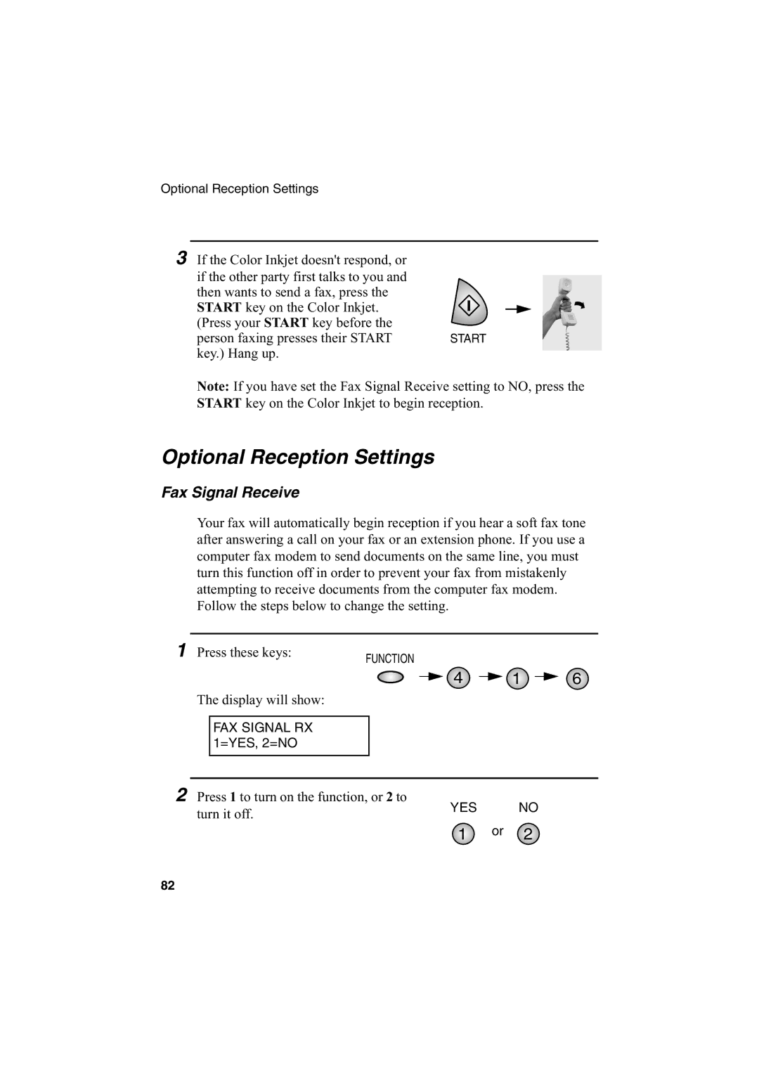 Sharp AJ-5030 operation manual Optional Reception Settings, Fax Signal Receive 