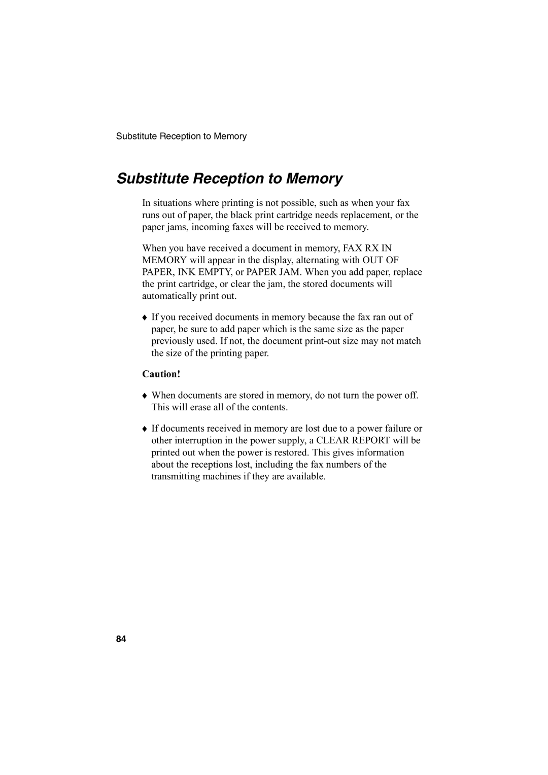 Sharp AJ-5030 operation manual Substitute Reception to Memory 