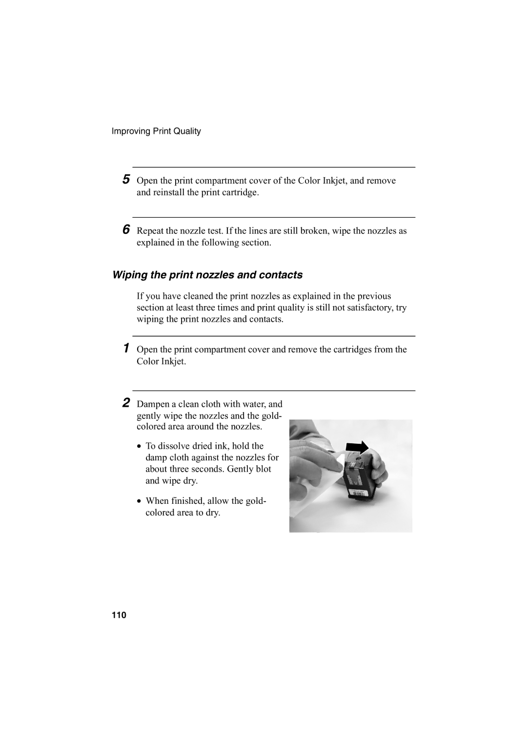 Sharp AJ-5030 operation manual Wiping the print nozzles and contacts 