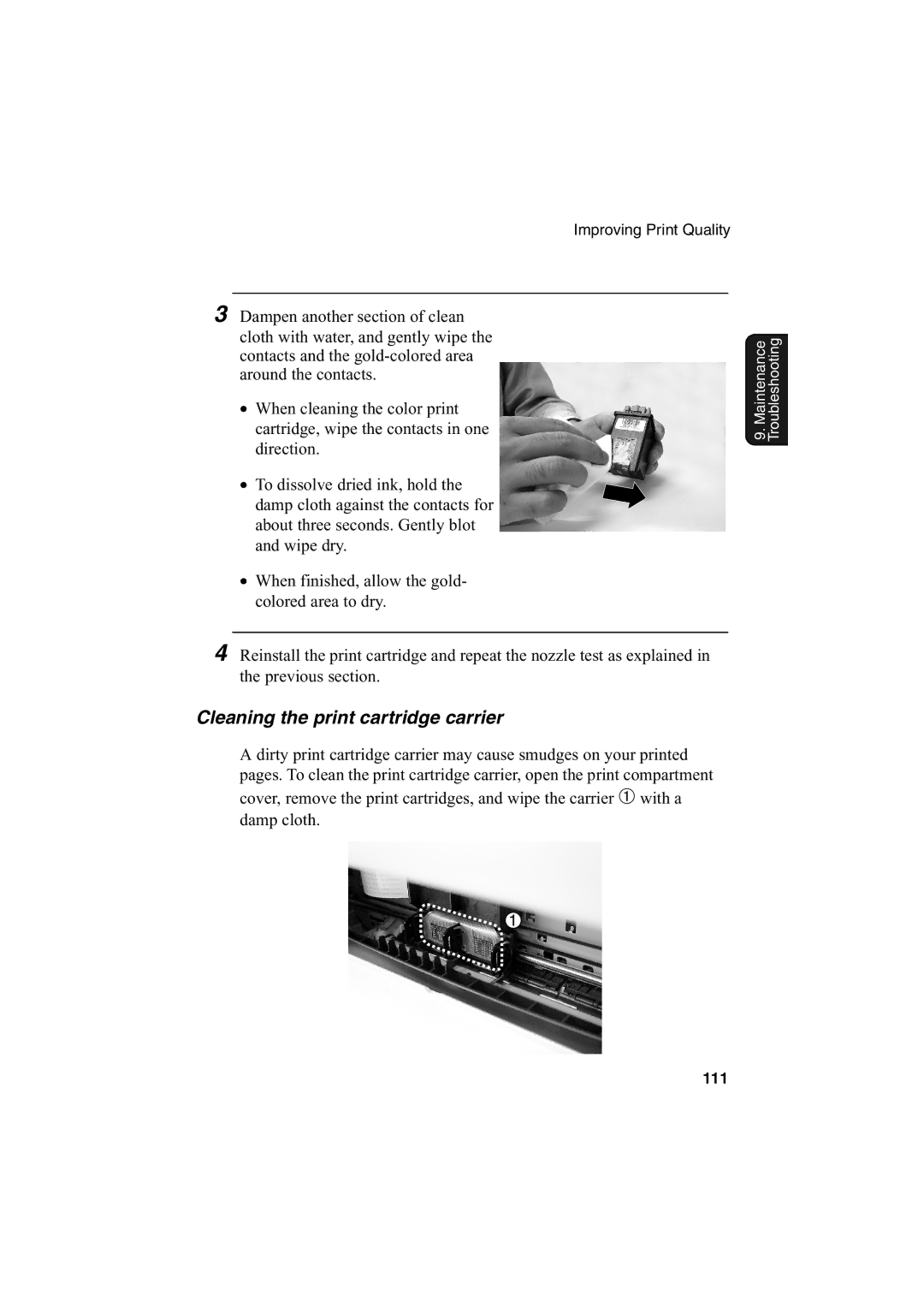 Sharp AJ-5030 operation manual Cleaning the print cartridge carrier 