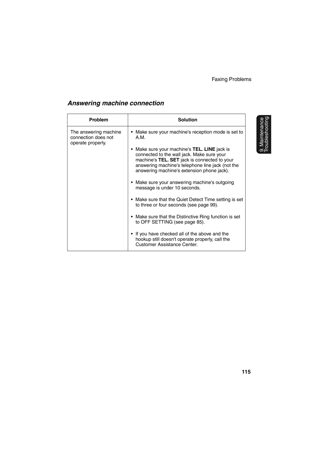 Sharp AJ-5030 operation manual Answering machine connection 