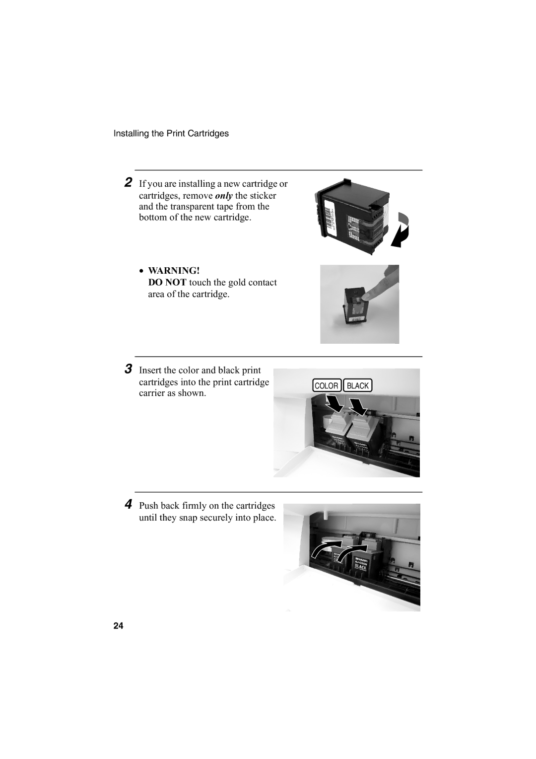 Sharp AJ-5030 operation manual Installing the Print Cartridges 