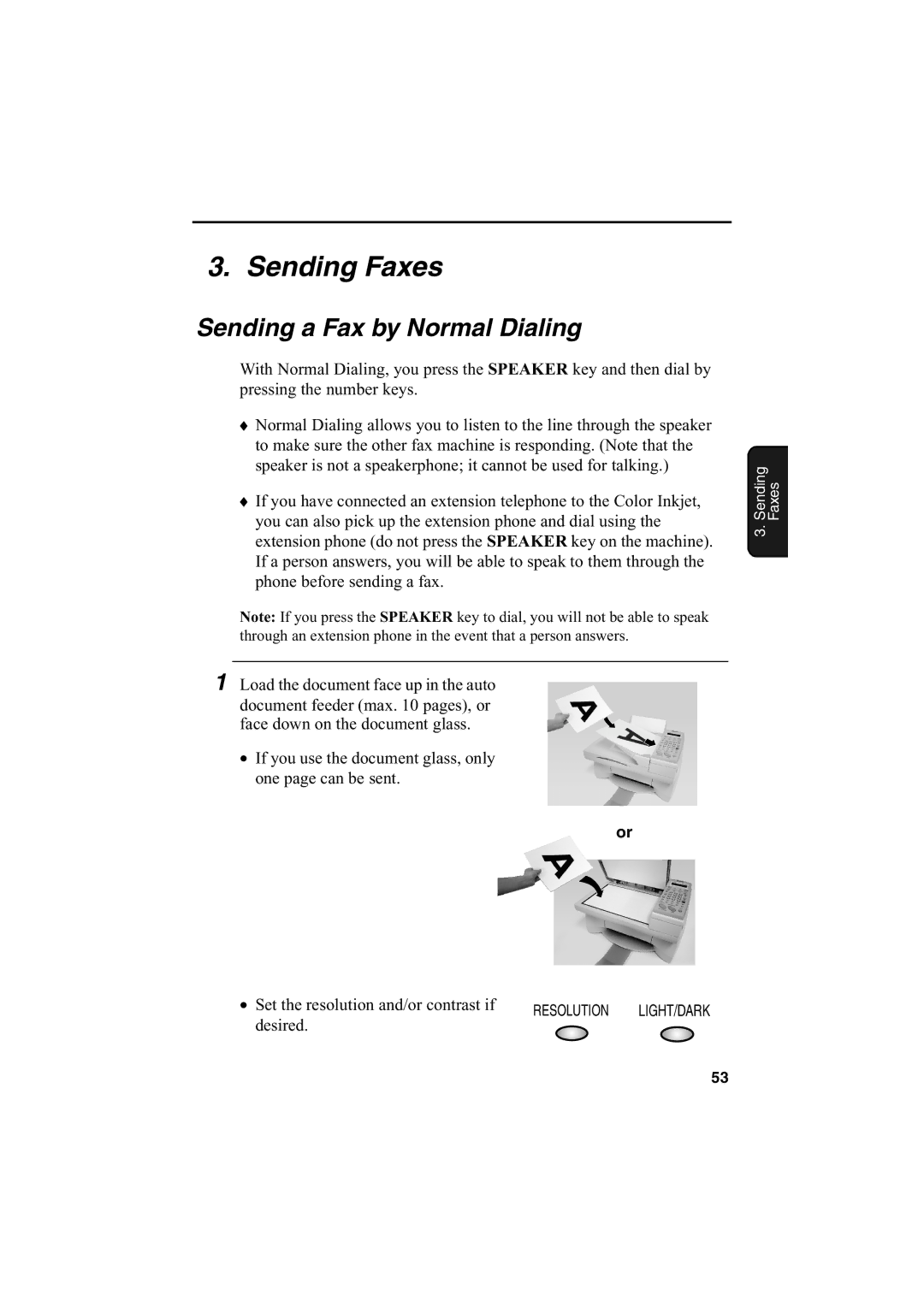 Sharp AJ-5030 operation manual Sending Faxes, Sending a Fax by Normal Dialing 