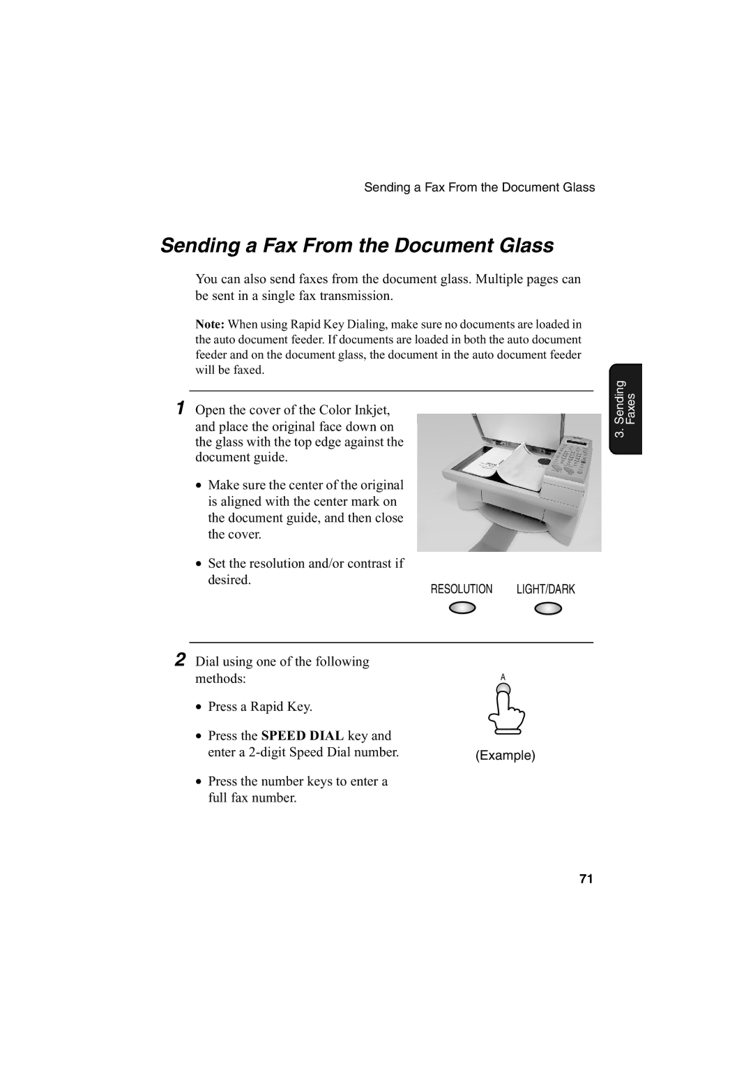 Sharp AJ-5030 operation manual Sending a Fax From the Document Glass 