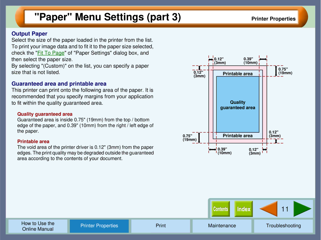 Sharp AJ2000 manual Output Paper, Guaranteed area and printable area 