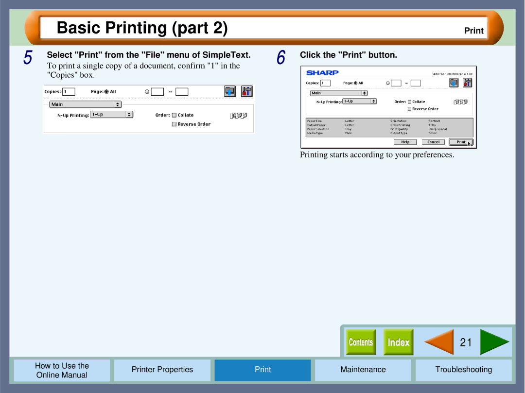 Sharp AJ2000 manual To print a single copy of a document, confirm 1 