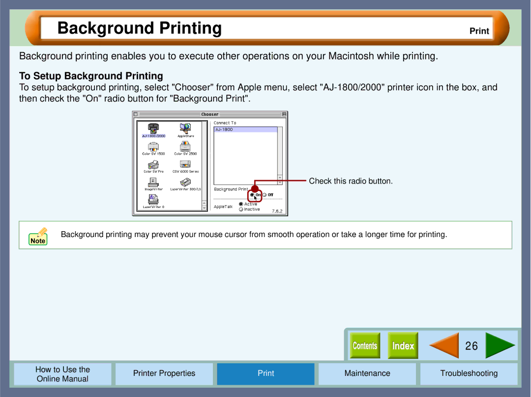 Sharp AJ2000 manual To Setup Background Printing 